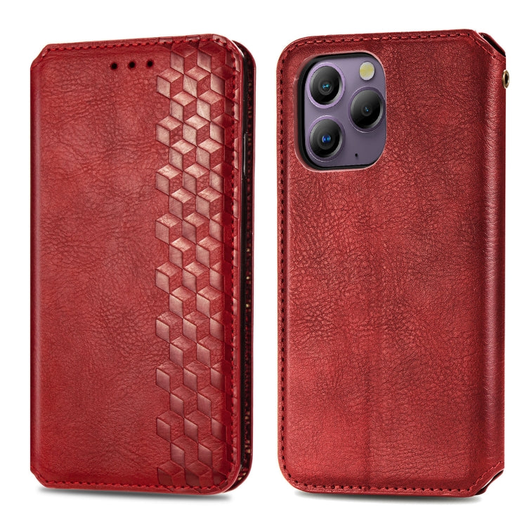 For Blackview A96 Cubic Grid Pressed Magnetic Leather Phone Case(Red) - More Brand by PMC TechLife | Online Shopping South Africa | PMC TechLife | Buy Now Pay Later Mobicred