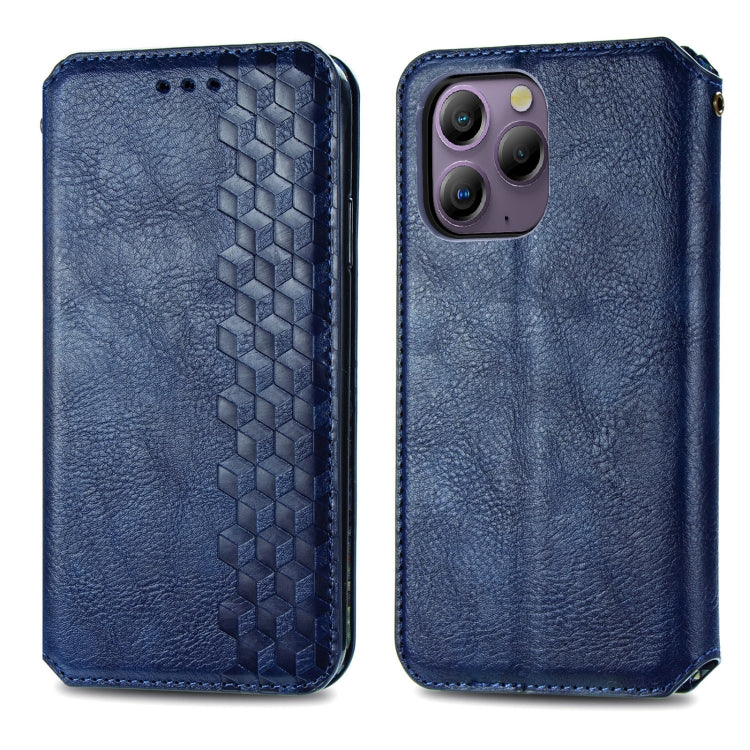 For Blackview A96 Cubic Grid Pressed Magnetic Leather Phone Case(Blue) - More Brand by PMC TechLife | Online Shopping South Africa | PMC TechLife | Buy Now Pay Later Mobicred