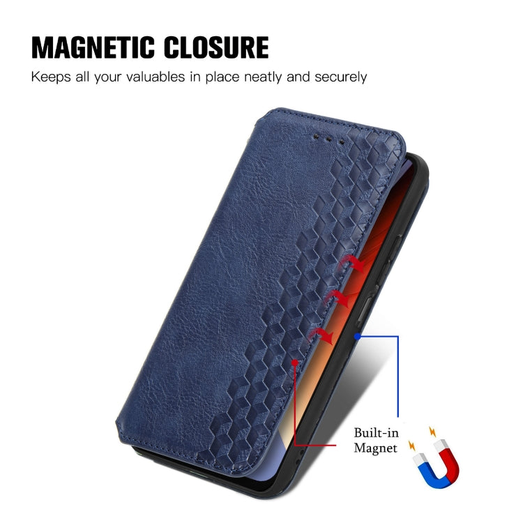 For Blackview A96 Cubic Grid Pressed Magnetic Leather Phone Case(Blue) - More Brand by PMC TechLife | Online Shopping South Africa | PMC TechLife | Buy Now Pay Later Mobicred