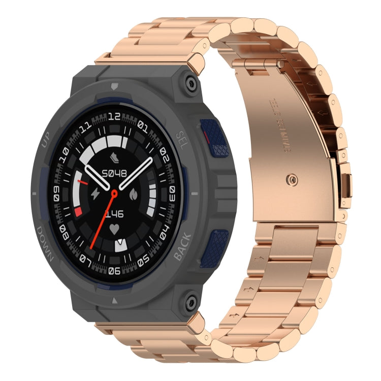 For Amazfit Active Edge A2212 Three Beads Stainless Steel Watch Band(Rose Gold) - free shipping - PMC TechLife - Order now!