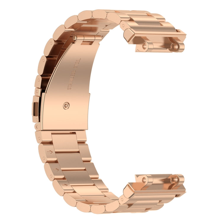 For Amazfit Active Edge A2212 Three Beads Stainless Steel Watch Band(Rose Gold)