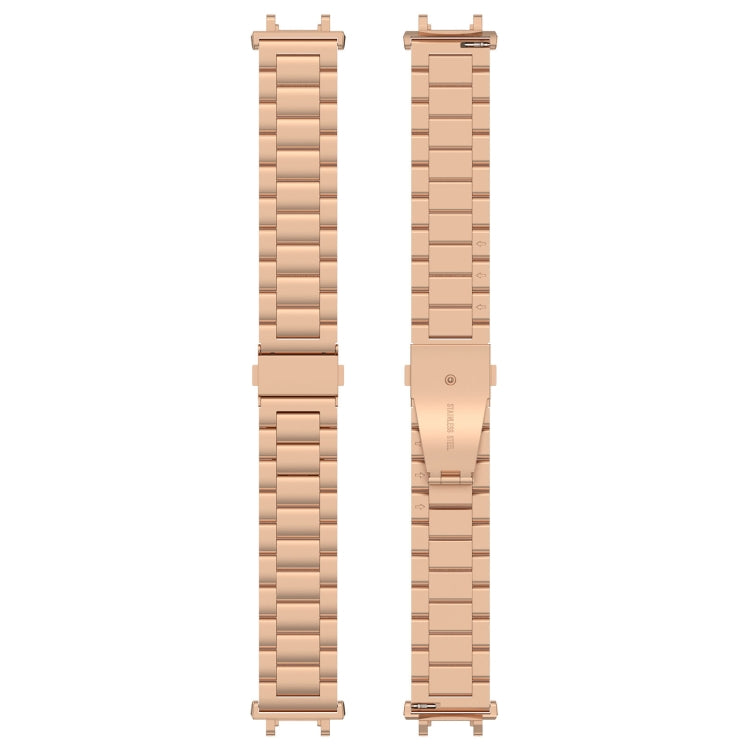 For Amazfit Active Edge A2212 Three Beads Stainless Steel Watch Band(Rose Gold)