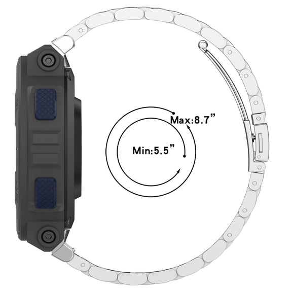 For Amazfit Active Edge A2212 Three Beads Stainless Steel Watch Band(Silver)