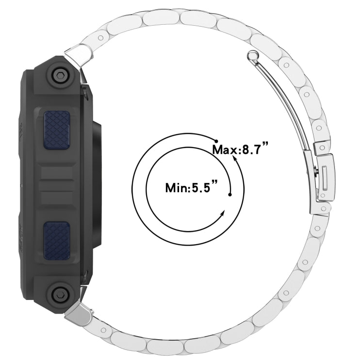 For Amazfit Active Edge A2212 Three Beads Stainless Steel Watch Band(Silver)