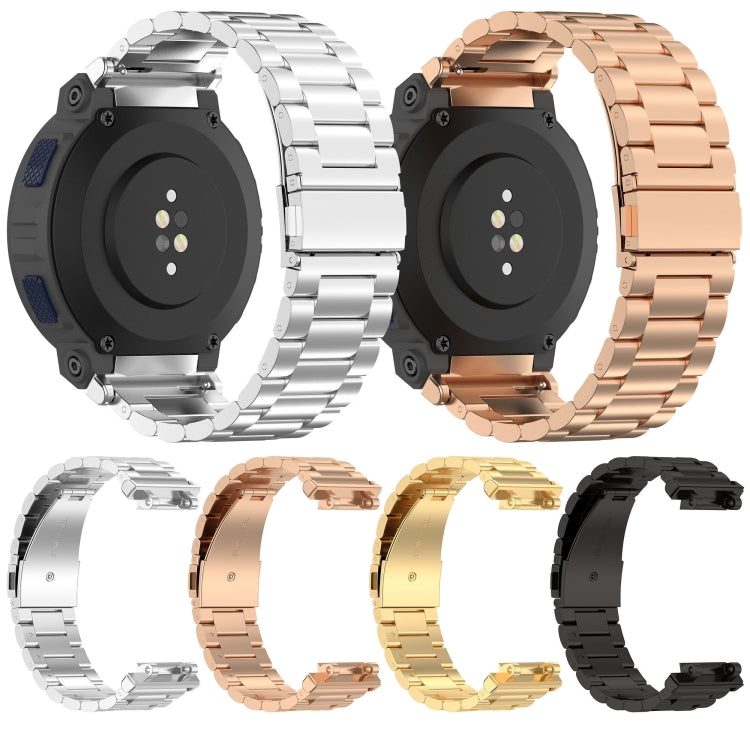 For Amazfit Active Edge A2212 Three Beads Stainless Steel Watch Band(Silver)