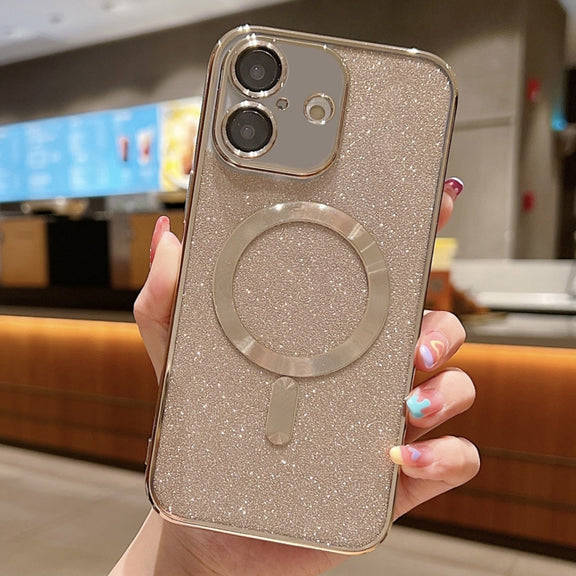 For iPhone 16 Plus Glitter Electroplating MagSafe TPU Phone Case(Gold)