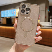 For iPhone 16 Pro Max Glitter Electroplating MagSafe TPU Phone Case(Gold)