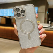 For iPhone 16 Pro Max Glitter Electroplating MagSafe TPU Phone Case(Silver)