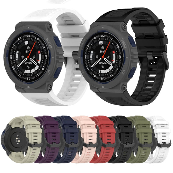 For Amazfit Active Edge A2212 Solid Color Silicone Watch Band(Black)