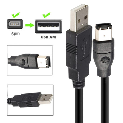 JUNSUNMAY Firewire IEEE 1394 6 Pin Male to USB 2.0 Male Adaptor Convertor Cable Cord, Length:1.8m - USB Cable by JUNSUNMAY | Online Shopping South Africa | PMC Jewellery | Buy Now Pay Later Mobicred