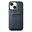 For iPhone 13 Suteni H15 MagSafe Oil Eax Leather Detachable Wallet Back Phone Case(Blue) - free shipping - PMC Jewellery - Order now!