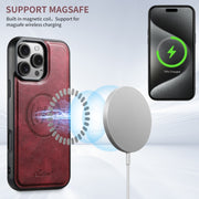 For iPhone 16 Suteni H15 MagSafe Oil Eax Leather Detachable Wallet Back Phone Case(Red)