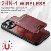 For iPhone 16 Suteni H15 MagSafe Oil Eax Leather Detachable Wallet Back Phone Case(Red)