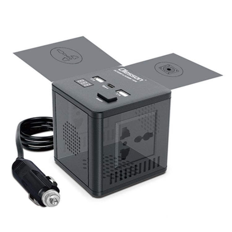 With LED Digital Display Car Power Inverter 150W Power Socket 2Type-C+2USB Car Charger - Car Charger by PMC TechLife | Online Shopping South Africa | PMC TechLife | Buy Now Pay Later Mobicred