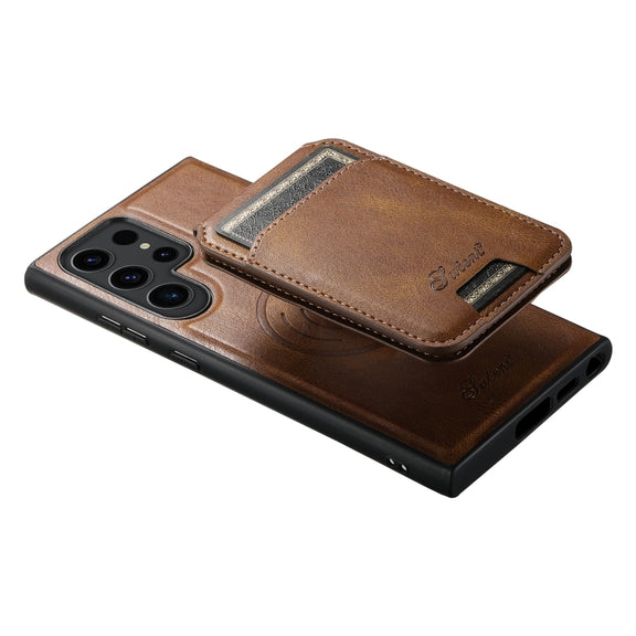 For Samsung Galaxy S23 Ultra 5G Suteni H15  Oil Eax Leather Detachable Wallet Back Phone Case(Blue)