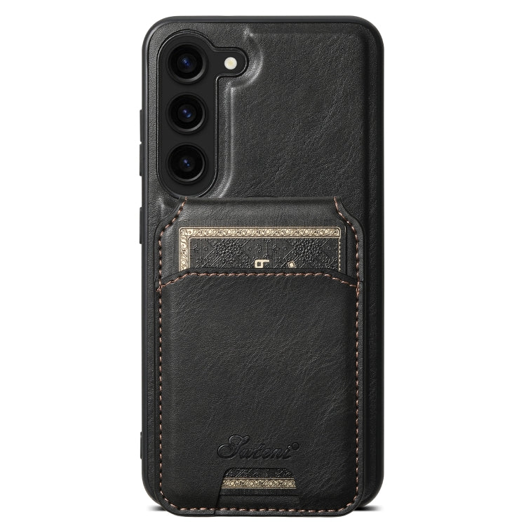 For Samsung Galaxy S23 5G Suteni H15  Oil Eax Leather Detachable Wallet Back Phone Case(Black) - Galaxy S23 5G Cases by Suteni | Online Shopping South Africa | PMC TechLife | Buy Now Pay Later Mobicred