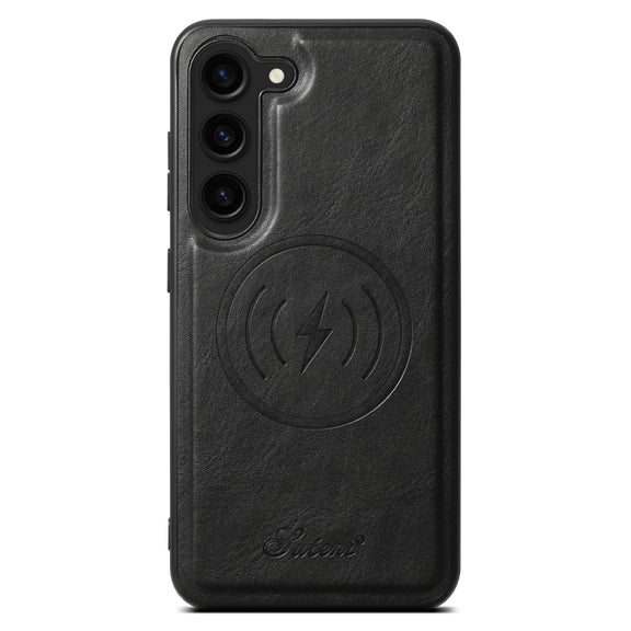For Samsung Galaxy S23 5G Suteni H15  Oil Eax Leather Detachable Wallet Back Phone Case(Black)