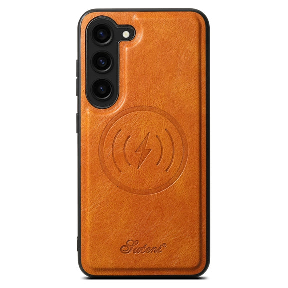 For Samsung Galaxy S23 5G Suteni H15  Oil Eax Leather Detachable Wallet Back Phone Case(Khaki)