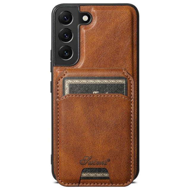 For Samsung Galaxy S22+ 5G Suteni H15  Oil Eax Leather Detachable Wallet Back Phone Case(Brown)