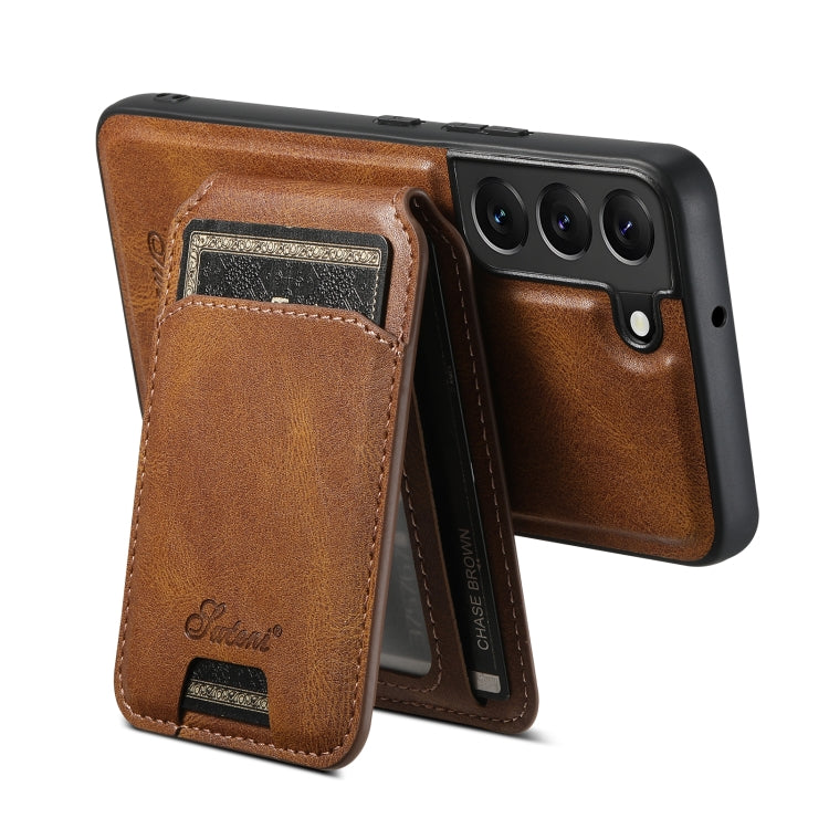 For Samsung Galaxy S22 5G Suteni H15  Oil Eax Leather Detachable Wallet Back Phone Case(Khaki)