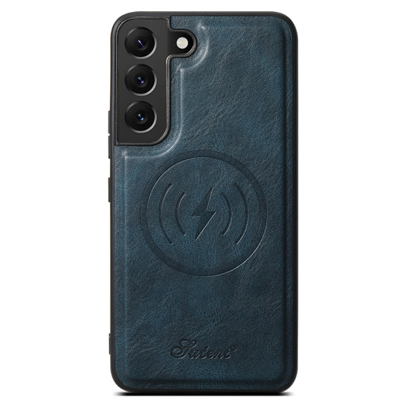 For Samsung Galaxy S22 5G Suteni H15  Oil Eax Leather Detachable Wallet Back Phone Case(Blue)