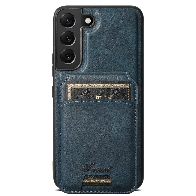 For Samsung Galaxy S22 5G Suteni H15  Oil Eax Leather Detachable Wallet Back Phone Case(Blue) - Galaxy S22 5G Cases by Suteni | Online Shopping South Africa | PMC TechLife | Buy Now Pay Later Mobicred