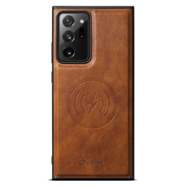 For Samsung Galaxy Note20 5G Suteni H15  Oil Eax Leather Detachable Wallet Back Phone Case(Brown) - Galaxy Note20 Cases by Suteni | Online Shopping South Africa | PMC TechLife | Buy Now Pay Later Mobicred