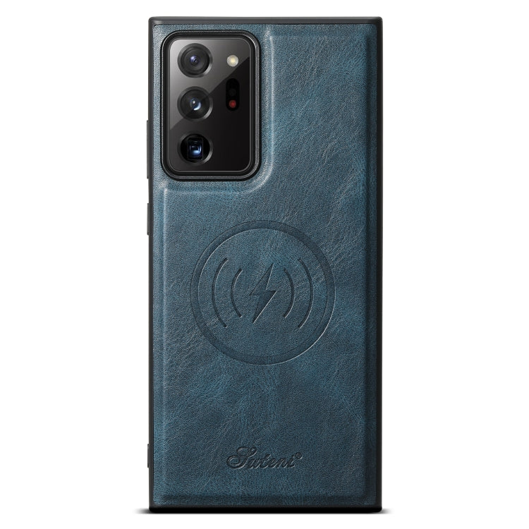 For Samsung Galaxy Note20 5G Suteni H15  Oil Eax Leather Detachable Wallet Back Phone Case(Blue)