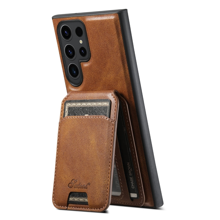 For Samsung Galaxy S24 Ultra 5G Suteni H15  Oil Eax Leather Detachable Wallet Back Phone Case(Black)