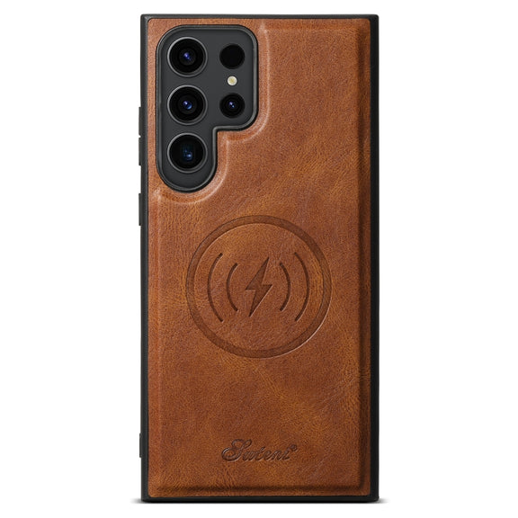 For Samsung Galaxy S24 Ultra 5G Suteni H15  Oil Eax Leather Detachable Wallet Back Phone Case(Brown)
