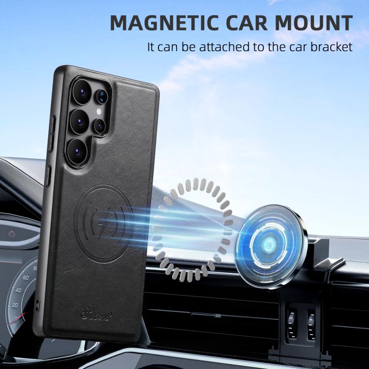 For Samsung Galaxy S25 Ultra 5G Suteni H15  Oil Eax Leather Detachable Wallet Back Phone Case(Black)