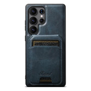 For Samsung Galaxy S25 Ultra 5G Suteni H15  Oil Eax Leather Detachable Wallet Back Phone Case(Blue)