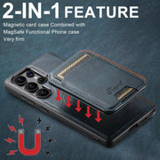 For Samsung Galaxy S25 Ultra 5G Suteni H15  Oil Eax Leather Detachable Wallet Back Phone Case(Blue)