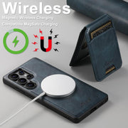 For Samsung Galaxy S25 Ultra 5G Suteni H15  Oil Eax Leather Detachable Wallet Back Phone Case(Blue)