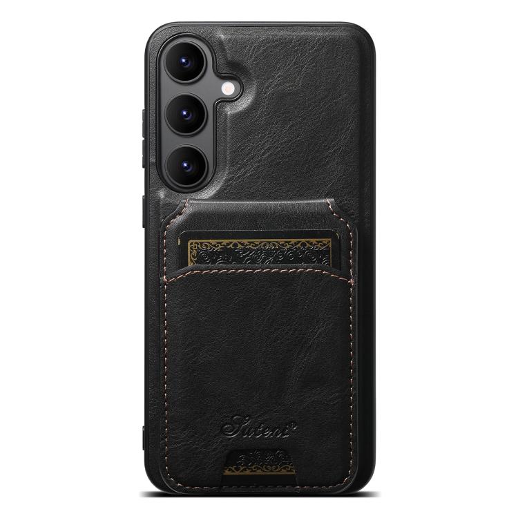 For Samsung Galaxy S25+ 5G Suteni H15  Oil Eax Leather Detachable Wallet Back Phone Case(Black) - Galaxy S25+ 5G Cases by Suteni | Online Shopping South Africa | PMC TechLife | Buy Now Pay Later Mobicred