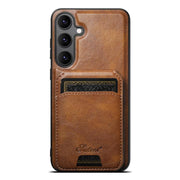 For Samsung Galaxy S25+ 5G Suteni H15  Oil Eax Leather Detachable Wallet Back Phone Case(Brown)