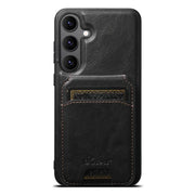 For Samsung Galaxy S25 5G Suteni H15  Oil Eax Leather Detachable Wallet Back Phone Case(Black)