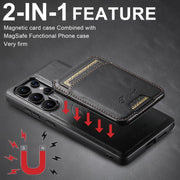 For Samsung Galaxy S25 5G Suteni H15  Oil Eax Leather Detachable Wallet Back Phone Case(Black)