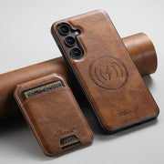 For Samsung Galaxy S25 5G Suteni H15  Oil Eax Leather Detachable Wallet Back Phone Case(Brown)