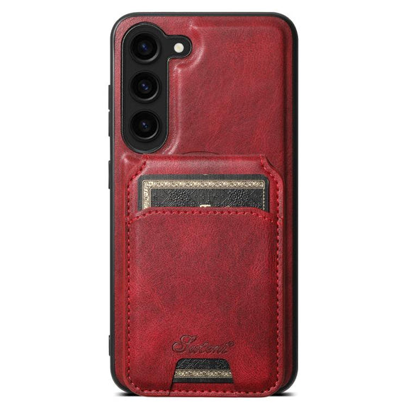 For Samsung Galaxy S25 5G Suteni H15  Oil Eax Leather Detachable Wallet Back Phone Case(Red)