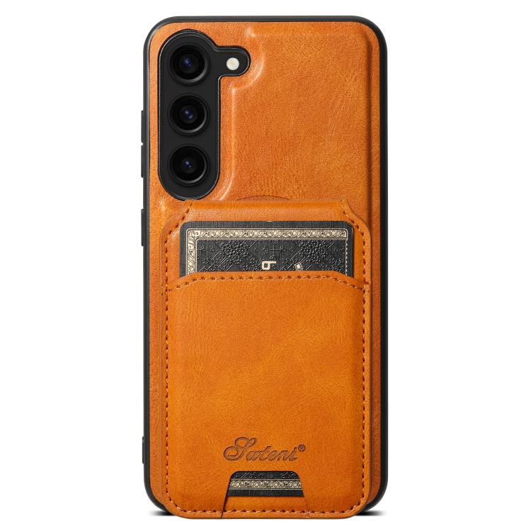 For Samsung Galaxy S25 5G Suteni H15  Oil Eax Leather Detachable Wallet Back Phone Case(Khaki) - Galaxy S25 5G Cases by Suteni | Online Shopping South Africa | PMC TechLife | Buy Now Pay Later Mobicred