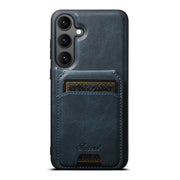 For Samsung Galaxy S25 5G Suteni H15  Oil Eax Leather Detachable Wallet Back Phone Case(Blue)