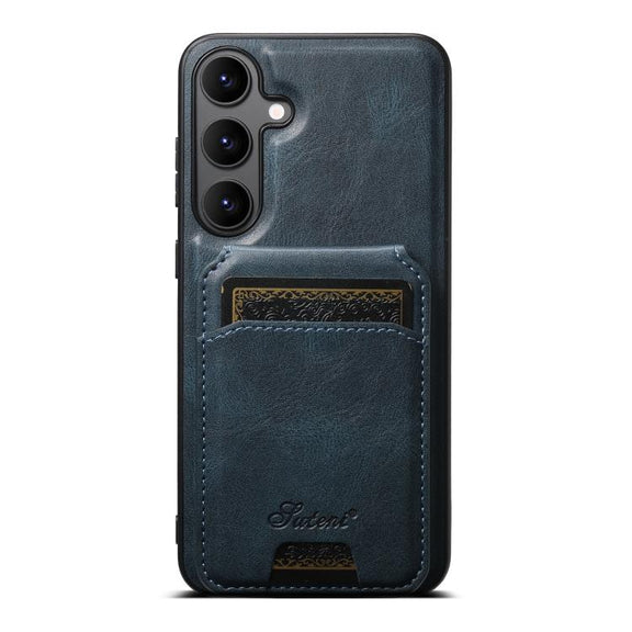 For Samsung Galaxy S25 5G Suteni H15  Oil Eax Leather Detachable Wallet Back Phone Case(Blue)