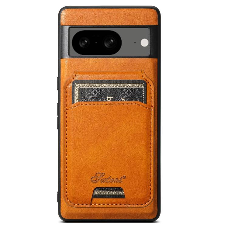 For Google Pixel 8 Suteni H15 Oil Eax Leather Detachable Wallet Back Phone Case(Khaki) - free shipping - PMC Jewellery - Order now!