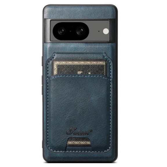 For Google Pixel 8 Suteni H15 Oil Eax Leather Detachable Wallet Back Phone Case(Blue)