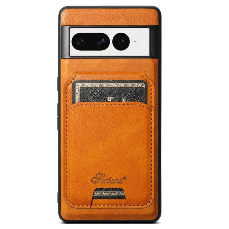 For Google Pixel 7 Suteni H15 Oil Eax Leather Detachable Wallet Back Phone Case(Khaki) - free shipping - PMC Jewellery - Order now!