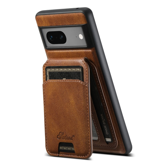 For Google Pixel 7 Suteni H15 Oil Eax Leather Detachable Wallet Back Phone Case(Khaki)