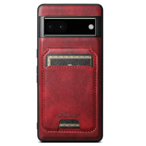 For Google Pixel 6a Suteni H15 Oil Eax Leather Detachable Wallet Back Phone Case(Red)