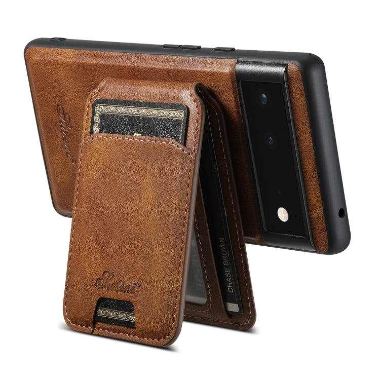 For Google Pixel 6 Pro Suteni H15 Oil Eax Leather Detachable Wallet Back Phone Case(Brown)
