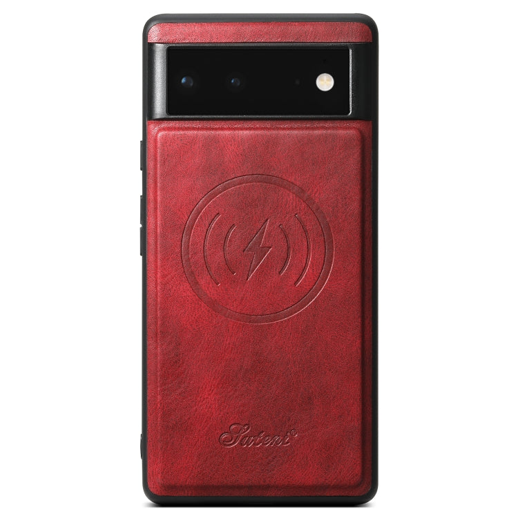 For Google Pixel 6 Pro Suteni H15 Oil Eax Leather Detachable Wallet Back Phone Case(Red)
